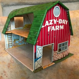 Lazy Day Farm Metal Barn Vintage Marx Toy