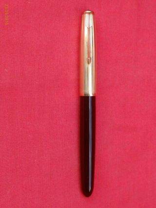 Maroon / Burgundy Vintage Parker 51 Fountain Pen.  1/10 12k Gold Filled Cap