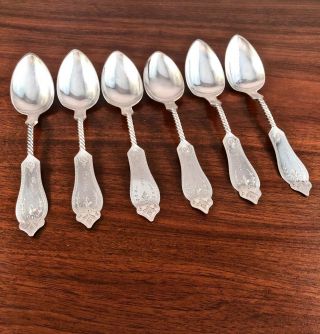 (6) Duhme & Co.  Coin Silver Teaspoons Pattern No 1: Dated 1877
