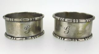 Vintage Tiffany & Co.  Sterling Silver Napkin Rings W/ Monogram " G "