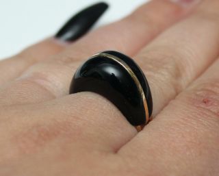 Vintage 14kt Yellow Gold & Domed Onyx Stone Ring,  2.  8dwt,  Size 7