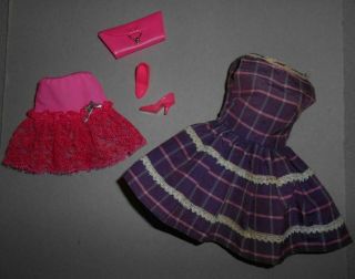 Japanese Exclusive Barbie Blue And Purple Plaid Outfit 21002654 Rare Fashion