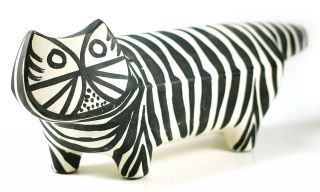 Rare Aldo Londi Bitossi For Raymor Black & White Mid Century Italian Pottery Cat