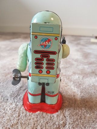 Vintage Shudo Japan Wind Up Apollo NASA Space Man Robot Tin Toy 1960 ' s 5