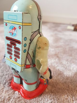 Vintage Shudo Japan Wind Up Apollo NASA Space Man Robot Tin Toy 1960 ' s 7