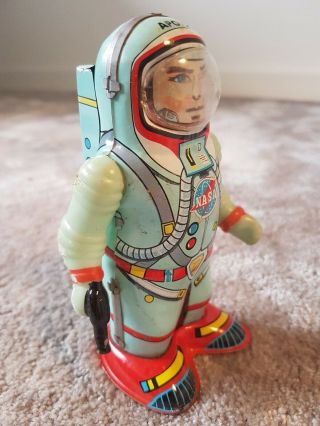 Vintage Shudo Japan Wind Up Apollo NASA Space Man Robot Tin Toy 1960 ' s 8