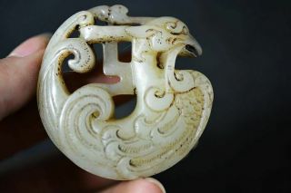 Delicate Chinese Natural Old Jade Carved Phoenix Amulet Pendant/statue J15