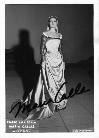 Maria Callas In " Il Pirata " - Nicely Hand Signed 4x6 Vintage Opera Photo,  Scala