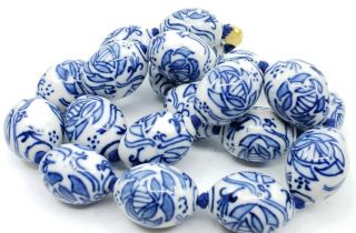 Antique Or Vintage Hand Painted Chinese Porcelain large Beads Necklace huge 8