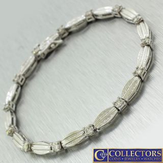 Vintage Estate 14k Solid White Gold 1.  30ctw Diamond Tennis Bracelet