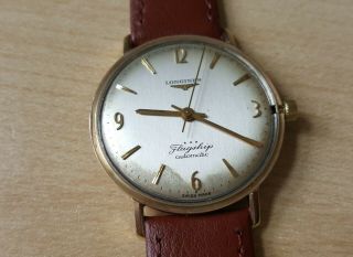Gent ' s Vintage.  375 9ct Gold Longines Flagship Automatic Wrist Watch & Box 4