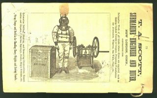 1890 Deep Sea Diver Ad,  Brass Diving Helmet,  Daboll 