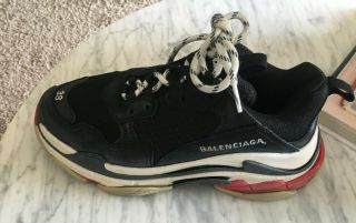 Balenciaga Authentic Triple S Sneakers In Vintage Black & Red Women Size 38