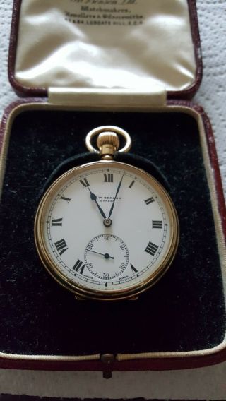 Vintage J W Benson 9ct gold open face15 jewel pocket watch - 1937 in GWO c/w Box 2