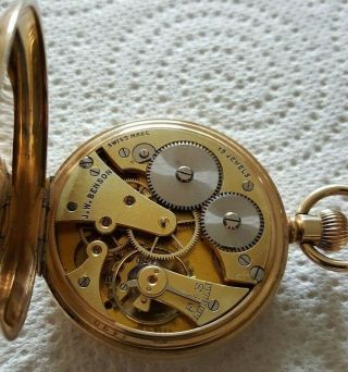 Vintage J W Benson 9ct gold open face15 jewel pocket watch - 1937 in GWO c/w Box 6
