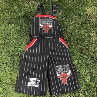 Vintage 90’s Chicago Bulls Starter Pinstripe Overall Shorts Made In Usa