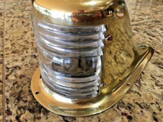 Perko Polished Brass Bow Light,  Chris Craft,  Hacker.  Glass Lens Led Bulb 9 1/2 "