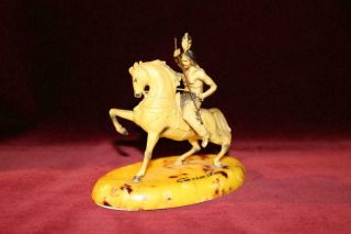 Rare Early Celluloid Indian Warrior On Horseback Circa 1930s " Canada " Souvenir