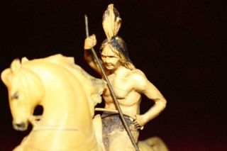 Rare Early Celluloid Indian Warrior On Horseback Circa 1930s 