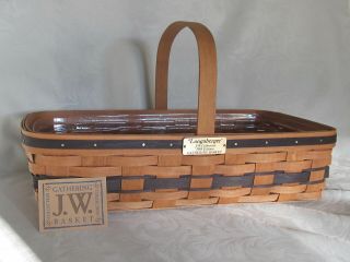 Htf Vintage Longaberger 1988 Jw Gathering Basket W/ Protector Product Card