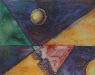 VINTAGE GERMAN ABSTRACT AVANT GARDE CUBIST PAINTING SIGNED RUDOLF BAUER 3