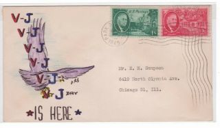 9/2/1945 Hand Drawn & Colored Barbara Sampson " Flying American Eagle On Vj Day "