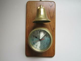 Vintage Solid Brass Ships Time Nautical Quartz Ships Clock With Ships Bell