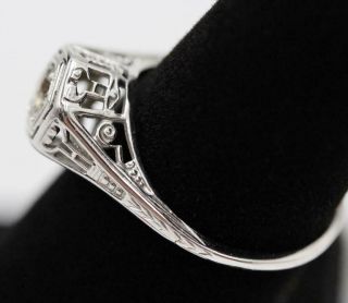 Art Deco 18k White Gold Intricate Filigree Engagement Mount For.  20ct Diamond