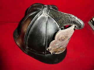 Vintage Rare Fire Fireman´s Helmet Leather " 1 " Callao - Peru 1900