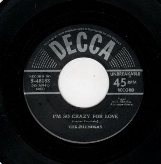 RARE EARLY DOOWOP - BLENDERS - DECCA 48183 - WHAT ABOUT TONIGHT/I ' M SO CRAZY FOR LOVE 2