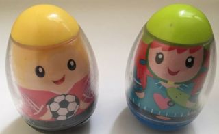 Vintage Weebles Soccer Player & Girl With Red Hair Toy Hasbro