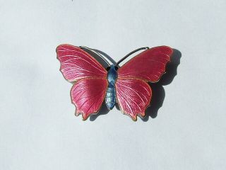 J A & S Art Deco Silver Enamel Butterfly Brooch 1918