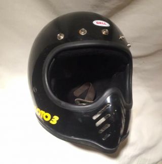 Vintage Bell Moto Star 3 Motorcycle Helmet Bell Daytona Mx Visor Black Sz 62cm