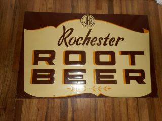 Vintage Rochester Root Beer Tin Embossed Metal Soda Advertising Sign