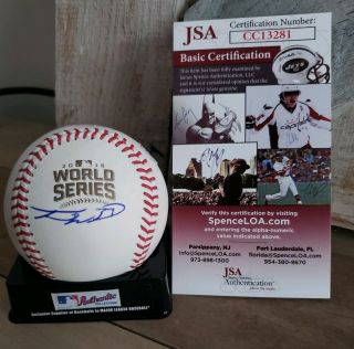 Travis Wood Signed 2016 World Series Baseball Chicago Cubs Jsa Cc13281 Rare