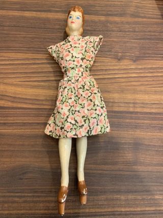 Vntg Antique Rare 1940s Simplicity Latexture Fashiondol W / Dress (missing Arms)