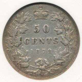 ,  RARE,  1872 - H CANADA 50¢ INVERTED A VARIETY (OLD ANACS HOLDER F15) 5