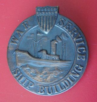 Vintage Wwii Era Employee Badge 0484: War Service Ship Building; Militaria