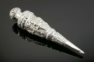 C1880 Madras,  Fine Antique 19thc Indian Swami Solid Silver Perfume Scent Bottle