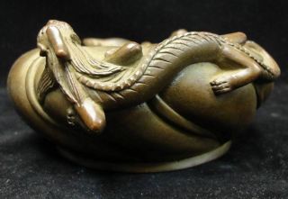 Very Rare Old Chinese Bronze Casting Lizards Handle Incense Burner Censer Mark