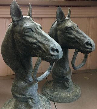 Vintage Antique? Horse Bust Hitching Posts Barn Stable Farm Equestrian Decor