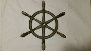 Vintage Nautical Cast Iron 6 Spoke Tug Boat / Boat / Ships Wheel
