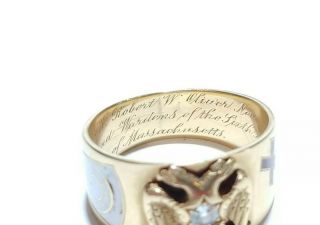 14 KGold Double Headed Eagle 14K Gold Diamond Ring 1912 Vintage Engraved 5