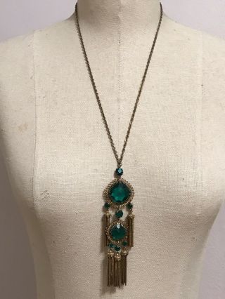 RARE VINTAGE RHINESTONE TASSEL CHRISTIAN DIOR RUNWAY COUTURE 1960 GLASS NECKLACE 5