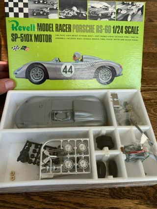 Vintage Revell Porsche Rs - 60 Slot Car With Motor,  1/24 1964