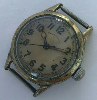 Vintage Hamilton Military Hand Winding Mens Watch With Large Crown,  Cal.  987s