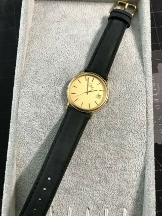 OMEGA Vintage Quartz Date Men ' s Watch.  Stainless Steel and Gold Plated 2