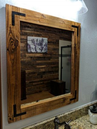 Rustic Farmhouse Country Vintage Wood Vanity Bathroom Mirror - Custom 28 X 32