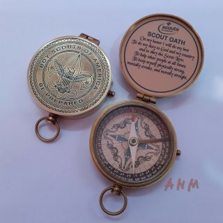 Antique Brass Compass Vintage Marine Collectible Item