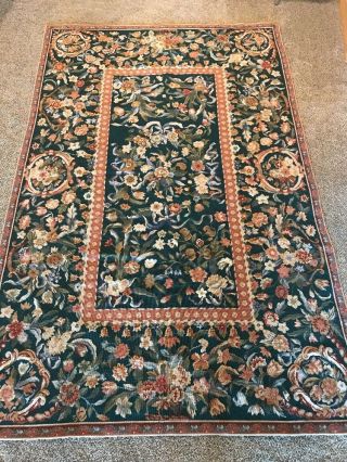 Vintage Wool Floral French Aubusson Needlepoint Tapestry Rug 8.  5 X 5.  5